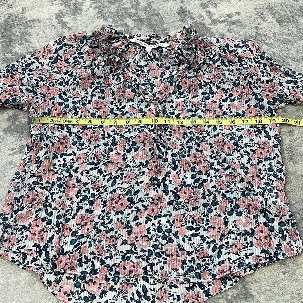 Veronica Beard Antonette White Floral Ruffled Silk Blouse Long Sleeve Sheer Sz 2 - Picture 12 of 16